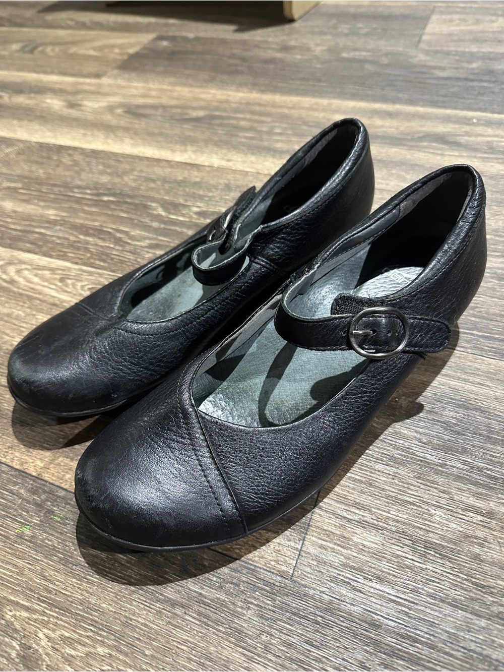 Dansko Black Leather Mary Jane Heels